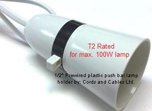 CORD GRIP LAMP HOLDER BAYONET CAP PENDANT T2 HEAT RESISTANT 13MM pack of 5