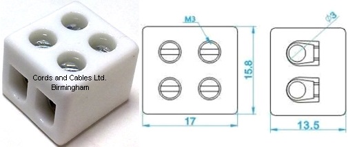 1.354.10A Porcelain connector block 2W 10 Amp