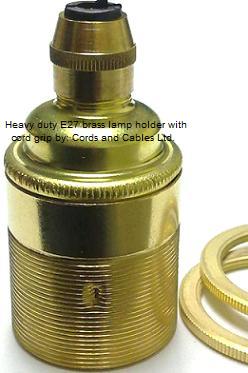 3.001.CG+RING Heavy Duty E27 brass lamp holder with cord grip