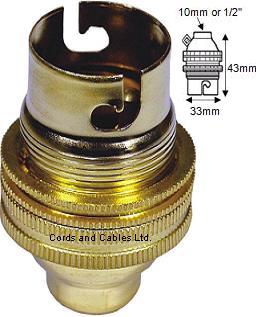 3.002.10 B22 BC Brass lamp holder 10mm