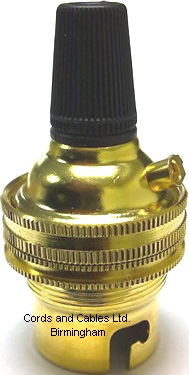 3.002.162 B22 BC Brass lampholder black plastic Cord Grip