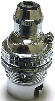 3.002.CG.CHR B22 BC CHROME lampholder with chrome cord grip