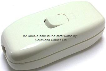4.073.6A.W 6A DOUBLE POLE Inline Switch - WHITE