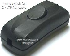 4.171.2COR.FLT.BLK 2A Inline cord switch for 2 x .75 2192Y flat cable - BLACK