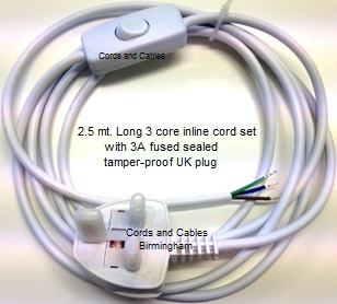 4.209.2.5375.80/1.7M.ML.W (C104) Inline cord set 2.5 mt. 3 core - WHITE