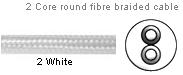 2182Y.5.BRAID.2WHT  2 x .5 ROUND cable col. 2 WHITE
