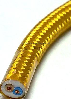 2182Y.75.BRAID.GLD 2 x .75 Fibre braided cable GOLD