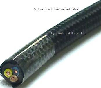 2183Y.75.BRAID.BLK 3 x .75 Fibre braided cable BLACK