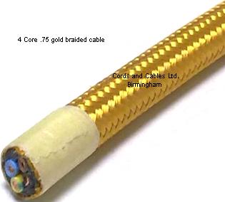 2184Y.75.BRAID.G  4 x .75 4 core cable fibre braided GOLD