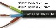 3183Y.1.5MM.BLK 3183Y HO5 3 x 1.5mm cable - BLACK