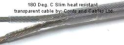 2192.75.T180.FEP.3.8T 2 x .75 FLAT (TT) T180 FEP Heat resistant cable - Slim 3.8mm. TRANSPARENT
