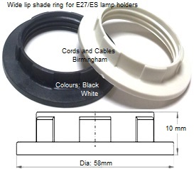 56.216.BLK Shade ring for E27 lampholder (Wide lip) - BLACK