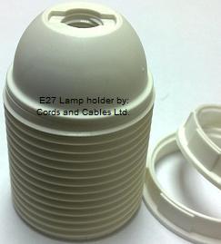 761.E27.SB.W+47B E27 ES bakelite lampholder - WHITE