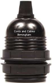 761.E27.47.PCG.BLK E27 ES Bakelite lampholder with cord grip and rings - BLACK